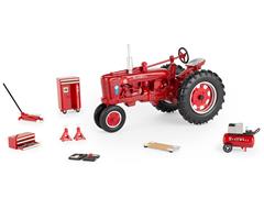 ERTL #44493 - Farmall Super H Tractor Restoration Set with Rolling Tool Chest Jack Stands Rolling Creeper Air Compressor and Tool Case