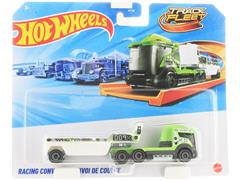 HOT WHEELS #HYT56-JCM67 - Racing Convoy - Truck and Trailer in Green and White