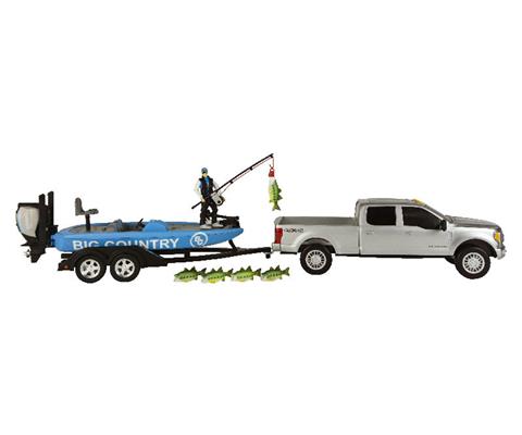 Ships And Boats - BIG COUNTRY - BC484 - Bass Fishing Set Features Ford F250  Super Duty Tournament Professional Bass Boat Boat Trailer Angler Figure  Life Vest 5 Bass Fish Fishing Pole