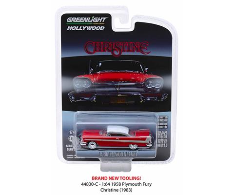 Cars - GREENLIGHT - 44830-C - Christine - 1958 Plymouth Fury - Christineu003c/iu003e  (1983) Hollywood Series 23 Authentic Decoration Custom Themed Packaging  Chrome Accents Real Rubber Tires True-To-Scale Detail Limited Edition