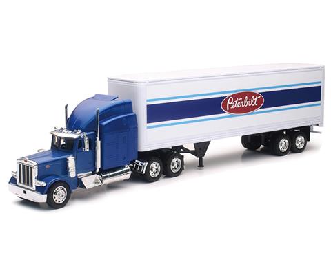 Trucks NEW RAY SS 12333A Peterbilt 379 Semi Truck and Trailer with Peterbilt Graphics Cab is made of diecast metal the balance is durable plastic i