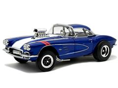 ACME #A1800939 - 1961 Chevrolet Corvette Grand Sport Gasser in Metallic Admiral Blue with White Center Stripe