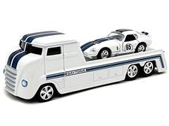 ACME #SC64004 - Shelby Daytona Hauler with #65 Daytona Coupe in White with Blue Stripes