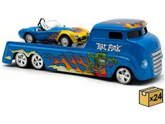 ACME #SC64006-CASE - Rat Fink - Hauler with Cobra Super Snake Convertible in Blue Metallic with Flames - 24-Pieces in a Non-Returnable Factor