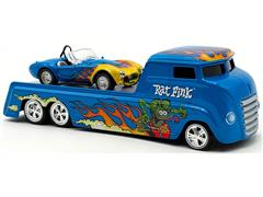 ACME #SC64006 - Rat Fink - Hauler with Cobra Super Snake Convertible in Blue Metallic with Flames