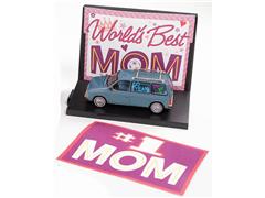 AUTO WORLD #AWAC017-1 - Worlds Best Mom - 1984 Dodge Caravan with Base Trading Card in Silver and Blue