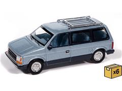 AUTO WORLD #AWSP197-A-CASE - 1987 Plymouth Voyager in Ice Blue Poly and Twilight Blue Poly - 6 pieces in a Non-Returnable Factory-Sealed CASE