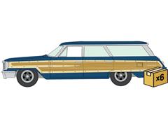 AUTO WORLD #AWSP205-A-CASE - 1964 Ford Country Squire in Guardsman Blue with Honey Colored Wood Trim - 6 pieces in a Non-Returnable Factory-Sealed CA