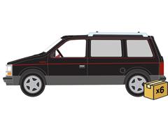 AUTO WORLD #AWSP206-B-CASE - 1989 Dodge Caravan Turbo in Black with Dark Quartz Gray Lower and Red Pin Stripe - NEW TOOLING - 6