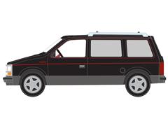 AUTO WORLD #AWSP206-B - 1989 Dodge Caravan Turbo in Black with Dark Quartz Gray Lower and Red Pin Stripe - NEW TOOLING