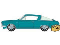 AUTO WORLD #AWSP207-A-CASE - 1965 Plymouth Barracuda Formula S in Medium Turquoise Poly with White Stripe - 6 pieces in a Non-Returnable Factory-Seal
