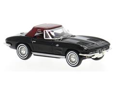 BREKINA #18025 - 1962 Chevrolet Corvette C2 Convertible in Black with Top Up in Dark Red