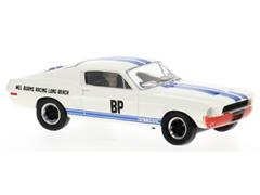 BREKINA #19613 - Mel Burns Racing Long Beach BP - 1968 Ford Mustang GT 350 Fastback in White with Blue Racing Stripes