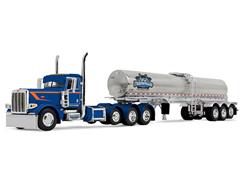 DCP #60-2165 - Finnesgard Trucking - Peterbilt Model 389 Tri-Axle Day Cab in Blue with Orange Stripe Hauling Walker Food Grade Tank Tra