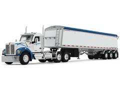DCP #60-2177 - Kenworth W990 Day Cab and Lode King Distinction Hopper Trailer in White and Blue