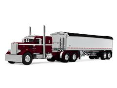 DCP #60-2218 - Peterbilt Model 351 with 36 Sleeper in Dark Cherry and White and 34 Wilson Pacesetter Grain Trailer
