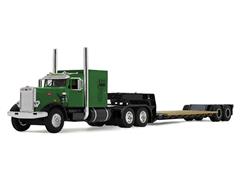 DCP #60-2219 - Peterbilt Model 351 with 60 Vintage Sleeper and Rogers Vintage Lowboy Trailer in Green and Black