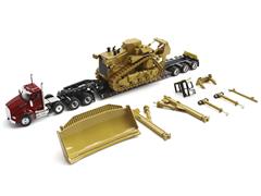 DIECAST MASTERS #85787 - Kenworth T880 Cab Tandem and Trail King TK120 Lowboy with Caterpillar D11R Dozer Components Load - Transport Series
