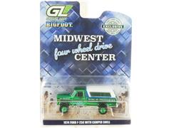 GREENLIGHT #30345-SP1 - Midwest Four Wheel Drive Center - 1974 Ford F-250 Pickup in Chrome Green with Camper Shell