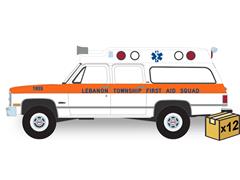 GREENLIGHT #30509-CASE - Lebanon Township New Jersey First Aid - 1984 GMC Suburban 2500 Sierra Classic Amblance