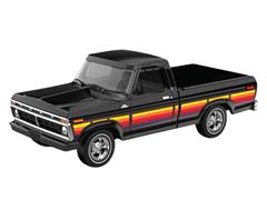 GREENLIGHT #30571 - 1977 Ford F-100 Pickup Truck in Raven Black - Free Wheeling Stripes Edition