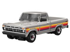 GREENLIGHT #30572 - 1977 Ford F-150 Pickup Truck in Silver Metallic - Free Wheeling Stripes Edition