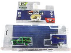 New York State Police - 2001 Jeep Cherokee in Green Chrome with Small Cargo Trailer #32315-B-SP2