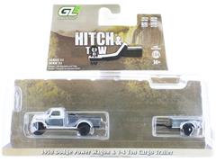 GREENLIGHT #32320-A-SP - 1950 Dodge power Wagon in Raw Body Grey and White Ton Cargo Trailer