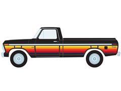 GREENLIGHT #35320-E - 1977 Ford F-100 with Bed Cover in Black with Free Wheeling Stripes