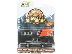 GREENLIGHT #38080-F-SP1 - 2008 Jeep Wrangler Unlimited Rubicon in Raw Body Grey with Modern Rooftop Camper