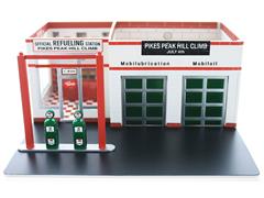 GREENLIGHT #57102-SP - Pikes Peak Hill Climb Official Refueling Station - Vintage Gas Station with Green Gas Pumps and Shop Doors