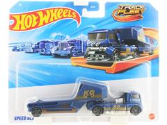 HOT WHEELS #HYT56-JCM63 - Speed Blaster- Truck and Trailer in Blue with Gold Accents