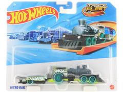 HOT WHEELS #HYT56-JCM64 - Nitro Rail- Truck and Trailer in Silver with Blue and Green Accents