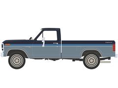 IXO AMERICA #IA64030 - 1981 Ford F-150 Custom Explorer Short Bed Styleside 4x2 in Tu-Tone Midnight Blue Metallic and Medium Blue Glow
