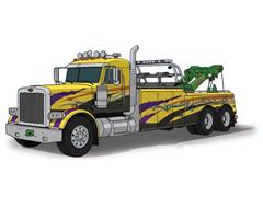 IXO AMERICA #U43TTR004 - 1980 Peterbilt 359 Wrecker in Yellow and Purple
