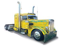 IXO AMERICA #U64TR018 - 1952 Peterbilt 350 in Yellow with Green Flames