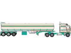 IXO AMERICA #U64TRTR009T - 1976 k100 Aerodyne Semi and Tanker with Peaches and Cream Graphics
