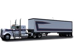 IXO AMERICA #U64TRTR013T - 1976 Kenworth W900 with Vintage Trailer in Red White Blue