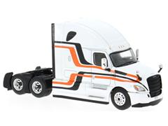 IXO MODELS #64TR013A - 2018 Freightliner Cascadia Sleeper in White with Orange and Black Stripes - Cab Only