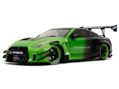 JADA TOYS #35724 - Nissan Skyline GT-R R35 with Liberty Walk Body Kit in Green and Black - Pink Slips