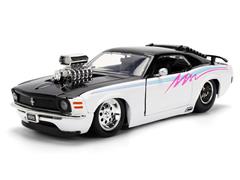 JADA TOYS #36590 - 1970 Ford Mustang Boss 429 in White and Black with Light Blue and Pink Deco