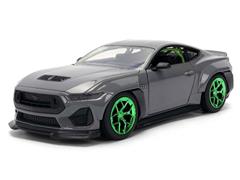 JADA TOYS #36593 - 2024 Ford Mustang RTR in Grey with Green Wheels