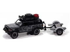 JOHNNY LIGHTNING #JLBT022-3 - Jeep Cherokee XJ with Tow Dolly in Black and Gray