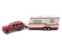 JOHNNY LIGHTNING #JLBT023-A - 1981 Jeep Wagoneer with Camper Trailer in Oriental Red