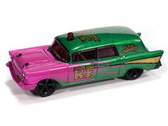 JOHNNY LIGHTNING #JLSF031-2 - Rat Fink - 1957 Chevrolet Ambulance in Green Metallic and Hot Pink with Gold Graphics