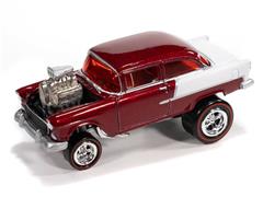 JOHNNY LIGHTNING #JLSF031-4 - Zingers - 1955 Chevrolet Bel Air Gasser in Candy Apple Red with White Two-Tone Sides