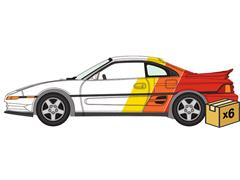 JOHNNY LIGHTNING #JLSP440-CASE - 1991 Toyota MR2 in White Yellow Orange and Red - 6 Pieces in a Non-Returnable Factory-Sealed CASE