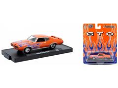 M2MACHINES #11228-123-A - 1969 Pontiac GTO in Orange with Blue Flame Decals