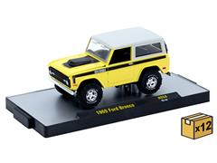 M2MACHINES #31500-HS58-CASE - 1969 Ford Boss Bronco in Yellow and White - 12 Pieces in a Non-Returnable CASE