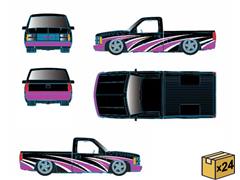 M2MACHINES #31500-HS68-MSTR - 1989 GMC Sierra 1500 Custom with Pink White and Black Graphics - 24-Piece Non-Returnable Master Case